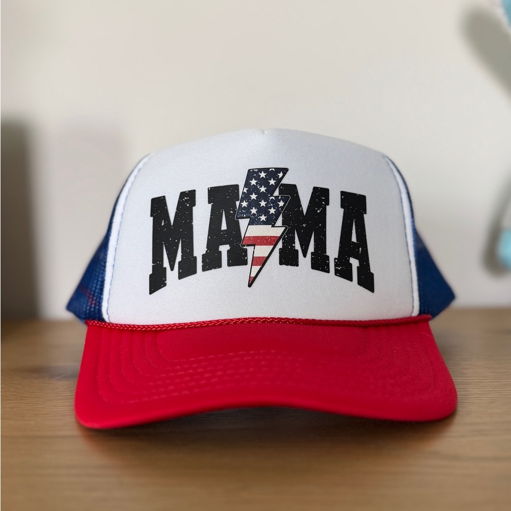 Mama Trucker Hat Red White Blue